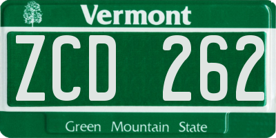 VT license plate ZCD262
