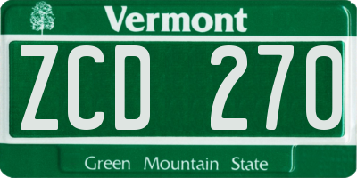 VT license plate ZCD270