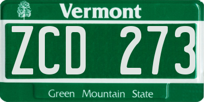 VT license plate ZCD273