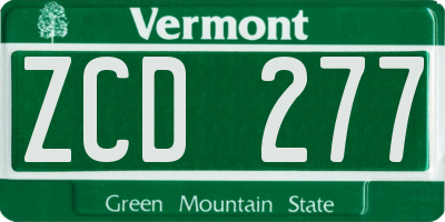 VT license plate ZCD277