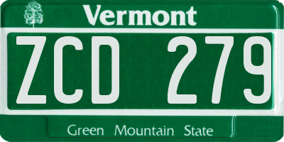 VT license plate ZCD279