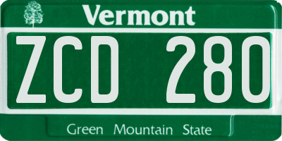 VT license plate ZCD280