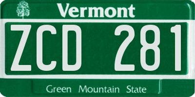 VT license plate ZCD281