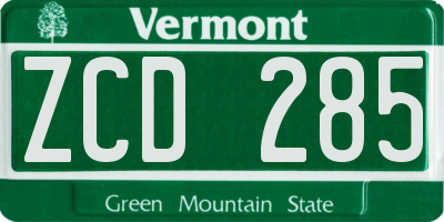VT license plate ZCD285