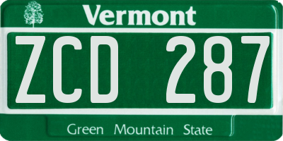 VT license plate ZCD287