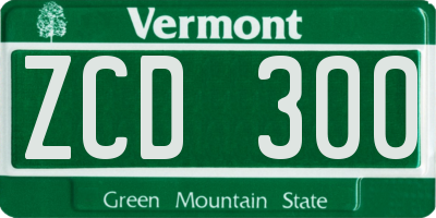 VT license plate ZCD300