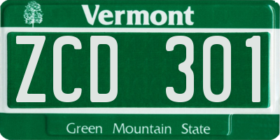 VT license plate ZCD301