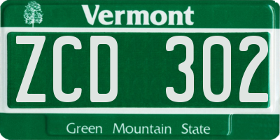 VT license plate ZCD302