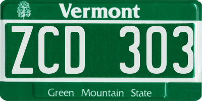 VT license plate ZCD303