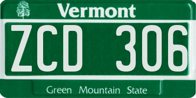 VT license plate ZCD306