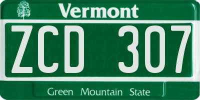 VT license plate ZCD307