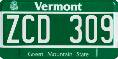 VT license plate ZCD309