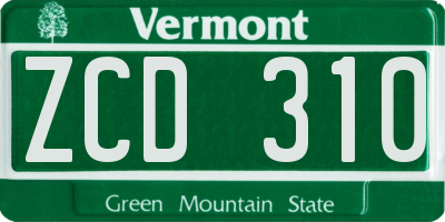 VT license plate ZCD310