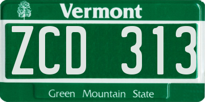 VT license plate ZCD313