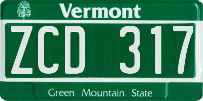 VT license plate ZCD317