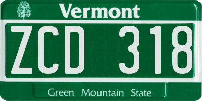 VT license plate ZCD318
