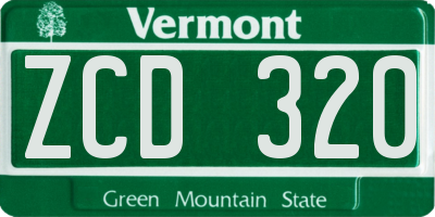 VT license plate ZCD320
