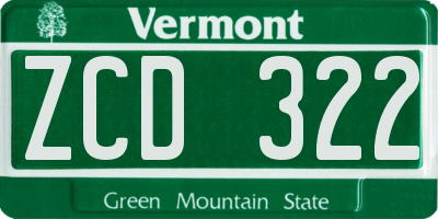 VT license plate ZCD322