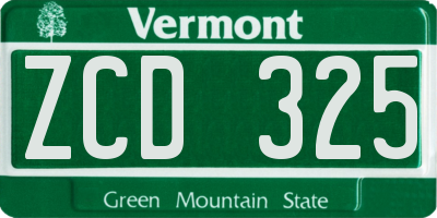 VT license plate ZCD325