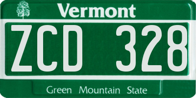 VT license plate ZCD328