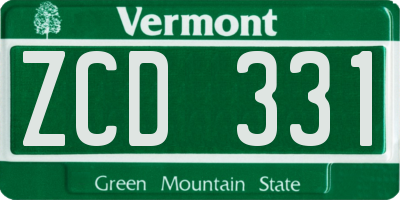 VT license plate ZCD331