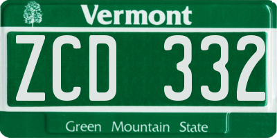 VT license plate ZCD332