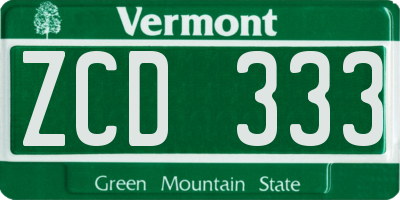 VT license plate ZCD333
