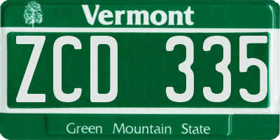 VT license plate ZCD335