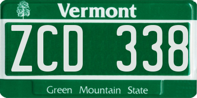 VT license plate ZCD338