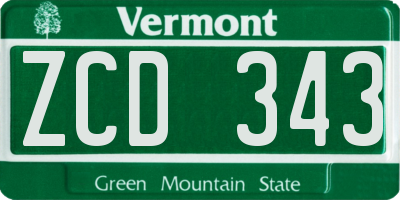 VT license plate ZCD343