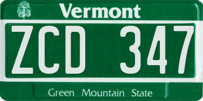 VT license plate ZCD347