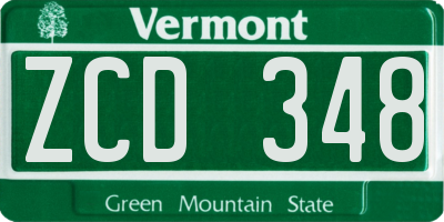 VT license plate ZCD348