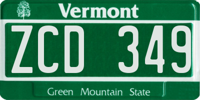 VT license plate ZCD349