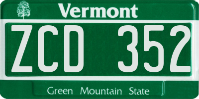 VT license plate ZCD352