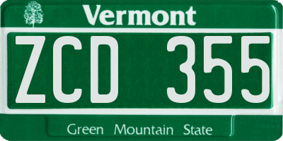 VT license plate ZCD355