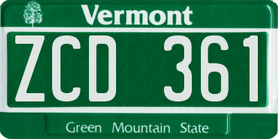 VT license plate ZCD361