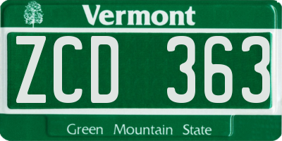 VT license plate ZCD363