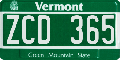 VT license plate ZCD365