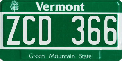 VT license plate ZCD366