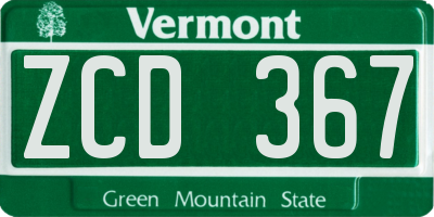 VT license plate ZCD367