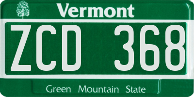 VT license plate ZCD368