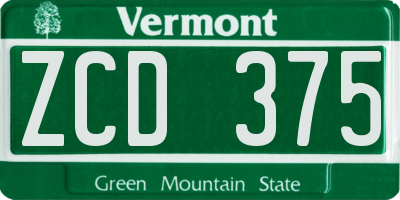 VT license plate ZCD375