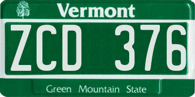 VT license plate ZCD376