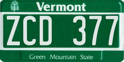 VT license plate ZCD377