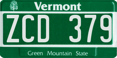 VT license plate ZCD379