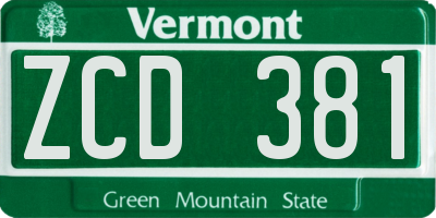 VT license plate ZCD381
