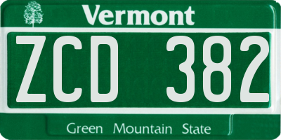 VT license plate ZCD382