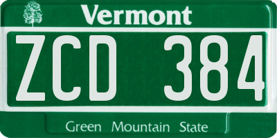 VT license plate ZCD384