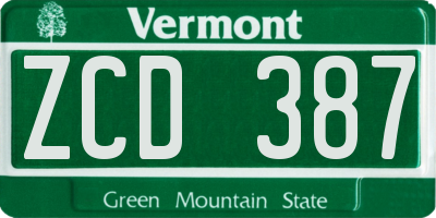 VT license plate ZCD387