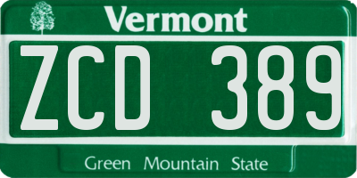 VT license plate ZCD389